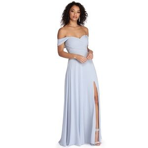 WINDSOR ANGELINE OFF THE SHOULDER CHIFFON DRESS
